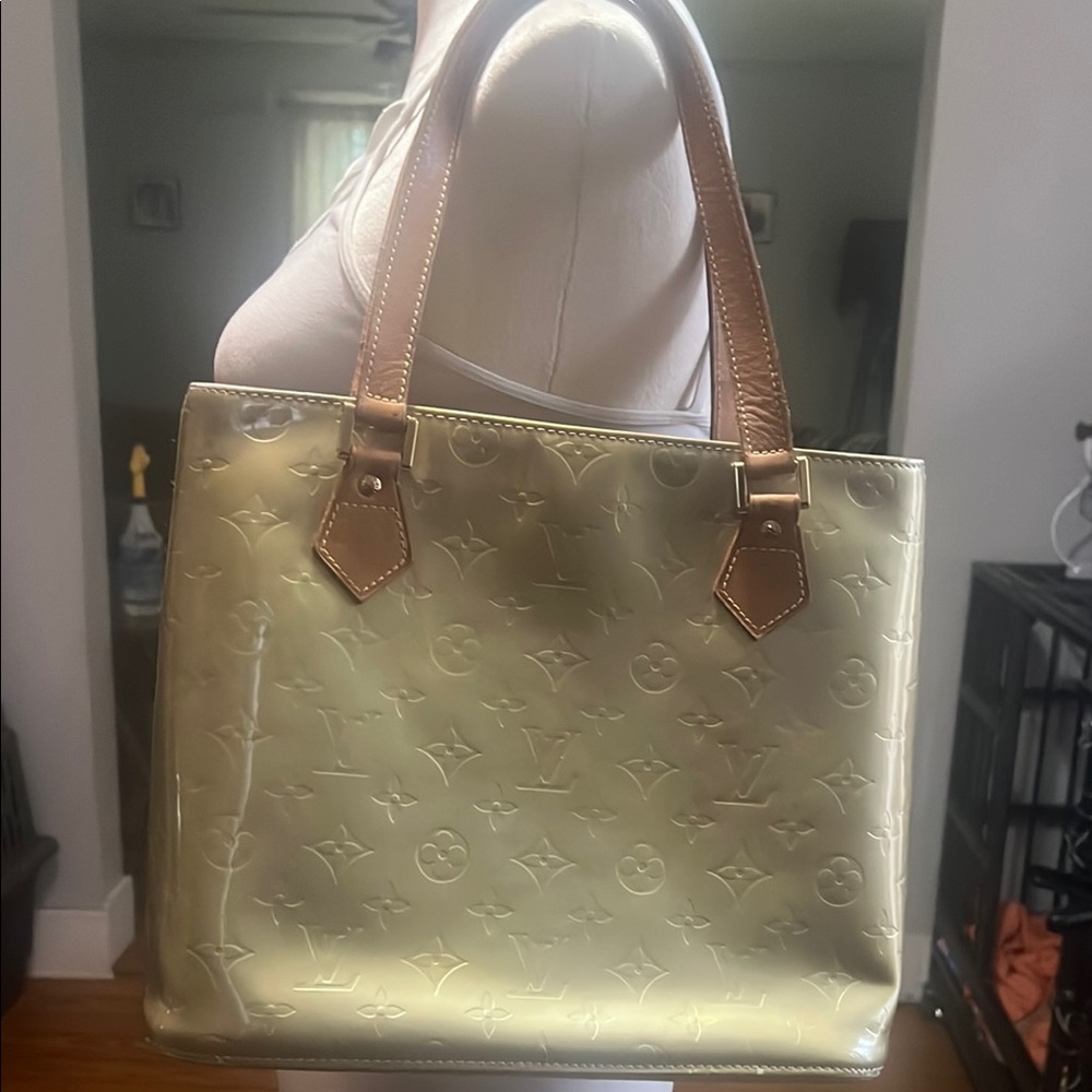 Louis Vuitton Gold Tote with Embossed Monogram Pattern